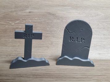 Набір декору на Хелловін "Надгробки R.I.P." 2 шт Сірий, з біорозкладного PLA пластику.Aivory id_16077 фото