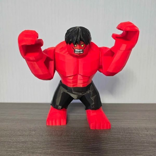 Велика колекційна друкована фігурка Червоний Галк (Red Hulk) стиль LEGO для фанатів Marvel. Aivory id_17413 фото