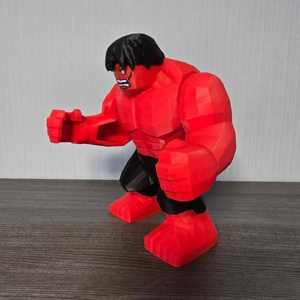 Велика колекційна друкована фігурка Червоний Галк (Red Hulk) стиль LEGO для фанатів Marvel. Aivory id_17413 фото
