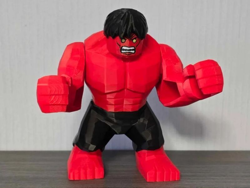 Велика колекційна друкована фігурка Червоний Галк (Red Hulk) стиль LEGO для фанатів Marvel. Aivory id_17413 фото