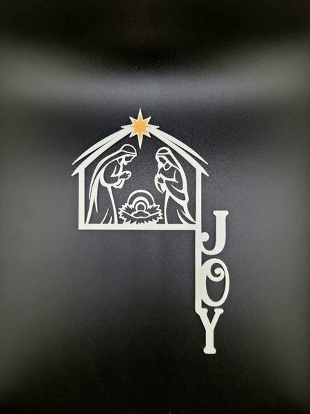 Різдвяний ажурний декор Вертеп Святе Сімейство зі словом JOY для дому. Aivory id_17406 фото
