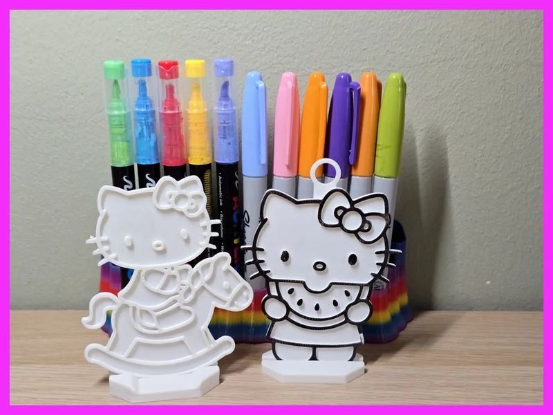 Набір фігурок для розфарбовування Hello Kitty на конику та з кавуном 2 шт. Aivory id_18046 фото