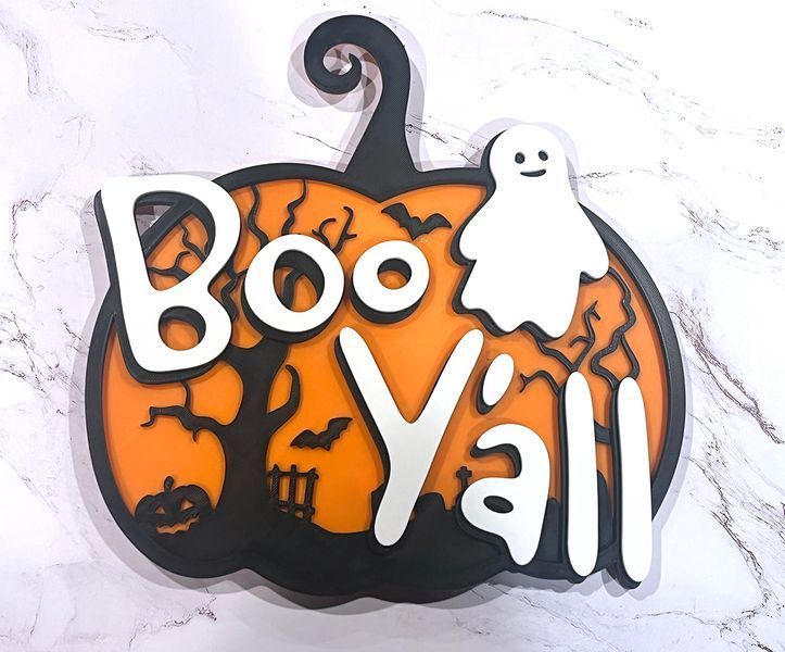 Багатошарове декоративне панно на стіну Boo Y'all Гарбуз з привидом. Aivory id_16034 фото