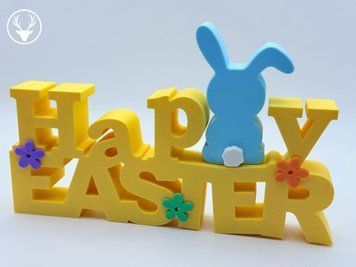 Декоративна настільна табличка "Happy Easter" з великоднім кроликом . Aivory id_12089 фото