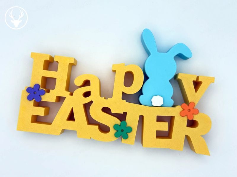 Декоративна настільна табличка "Happy Easter" з великоднім кроликом . Aivory id_12089 фото