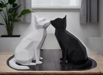 Елегантна Скульптурна Пара Котів Інь-Ян Low-Poly. Aivory id_13123 фото